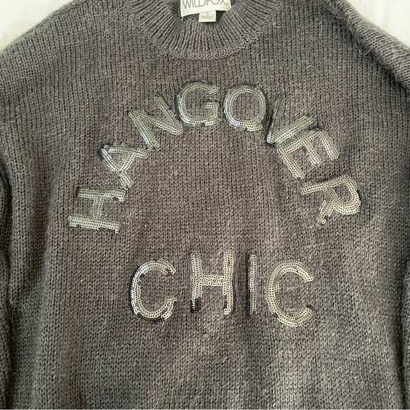 Wildfox SMALL Hangover Chic Sweater Oversized sequin black alpaca wool - Picture 2 of 6